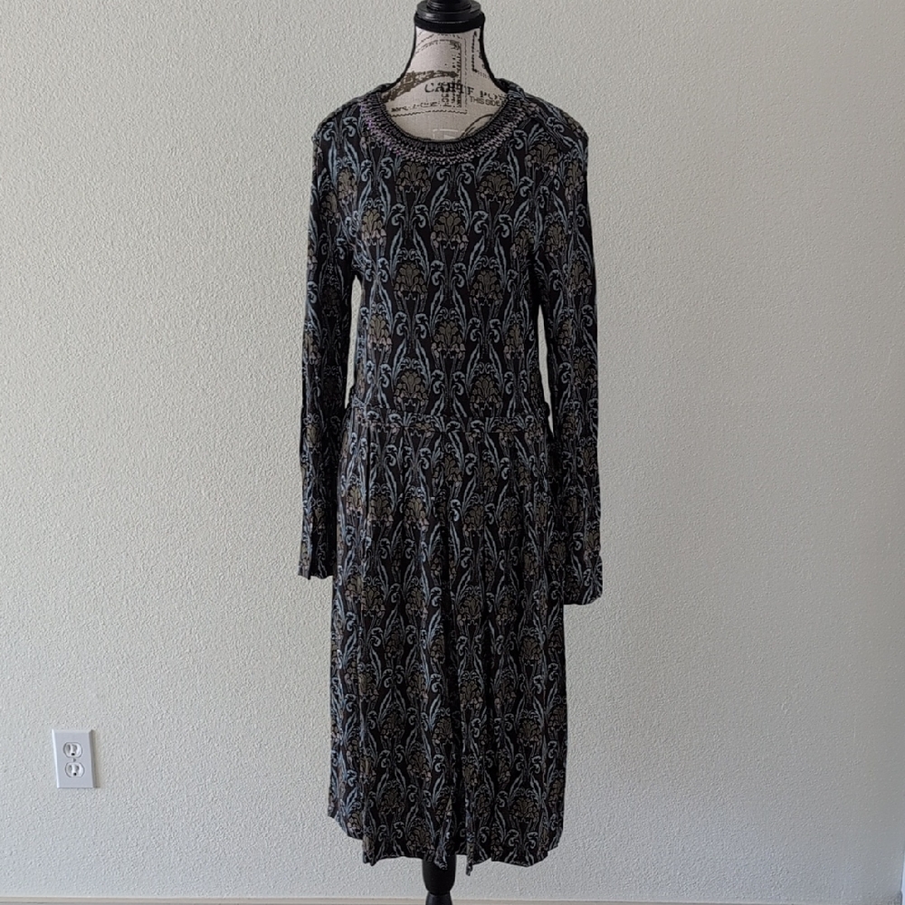 Tory Burch Black and Gray Long Sleeve Dress